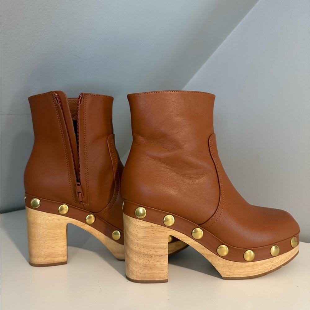 Brown Leather Platform Boots